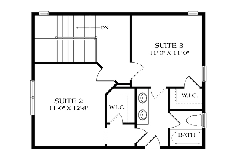 Home Plan - Floor Plan - Upper Floor for Craftsman House Plan #453-634 - 3 bed, 2.5 bath