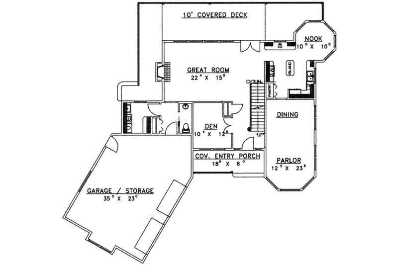 Dream House Plan - Floor Plan - Main Floor for Modern House Plan #117-442 - 3 bed, 2.5 bath