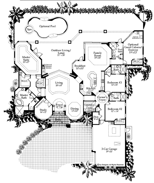 Architectural House Design - Mediterranean Floor Plan - Main Floor Plan #1017-28