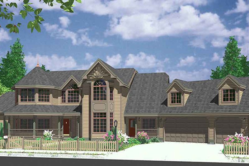 Architectural House Design - Exterior - Front Elevation 4 for Country House Plan #303-472 - 6 bed, 4.5 bath