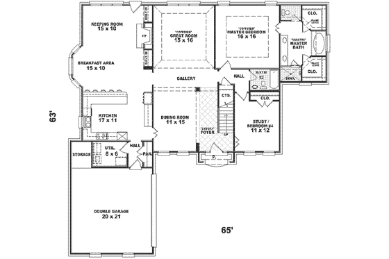 Floor Plan - Main Floor for Traditional House Plan #81-339 - 4 bed, 3 bath
