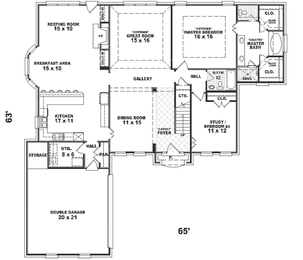 Traditional Style House Plan - 4 Beds 3 Baths 2824 Sq/Ft Plan #81-339 ...