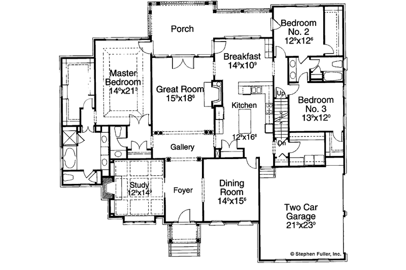 Home Plan - Floor Plan - Main Floor for Colonial House Plan #429-177 - 3 bed, 2.5 bath