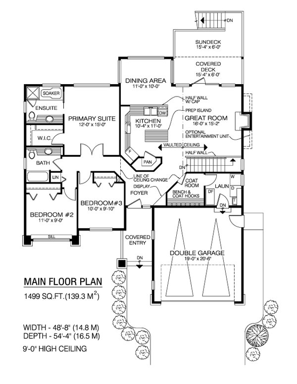 House Blueprint - Floor Plan - Main Floor for Craftsman House Plan #1100-122 - 3 bed, 2 bath