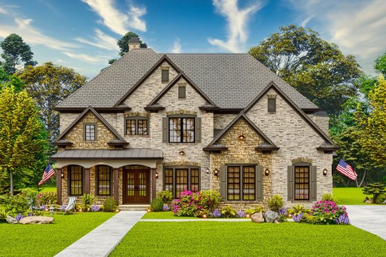 Exterior - Front Elevation 4 for Traditional House Plan #54-450 - 5 bed, 4 bath