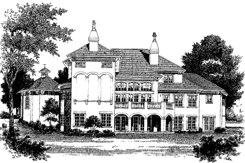 Home Plan - Exterior - Rear Elevation for Mediterranean House Plan #453-440 - 5 bed, 7.5 bath