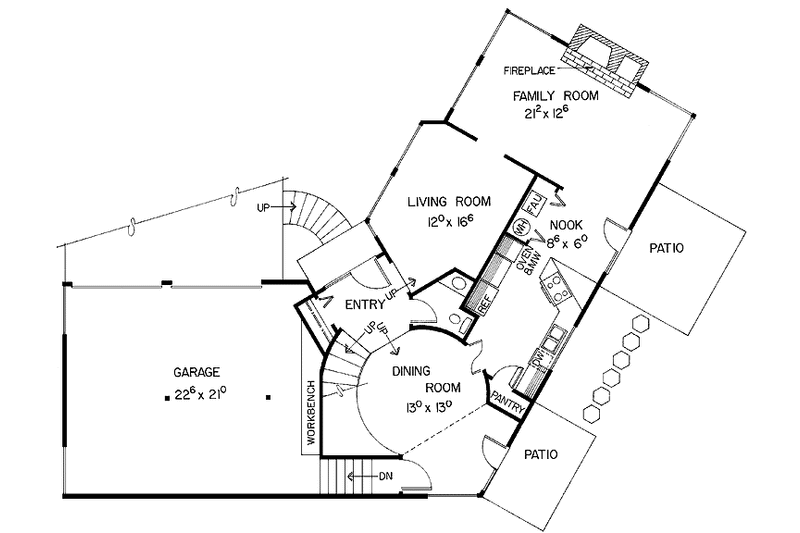 Home Plan - Floor Plan - Main Floor for Contemporary House Plan #60-983 - 3 bed, 2.5 bath