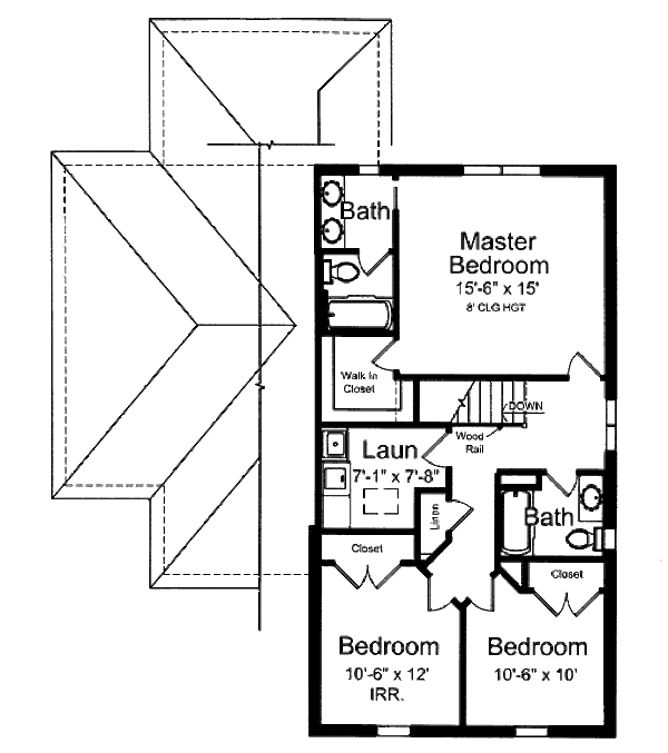 European Floor Plan - Upper Floor Plan #46-516