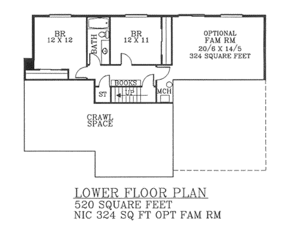 Craftsman Floor Plan - Lower Floor Plan #53-228