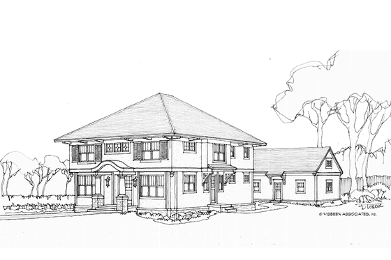 Exterior - Front Elevation 3 for Colonial House Plan #928-220 - 5 bed, 3.5 bath