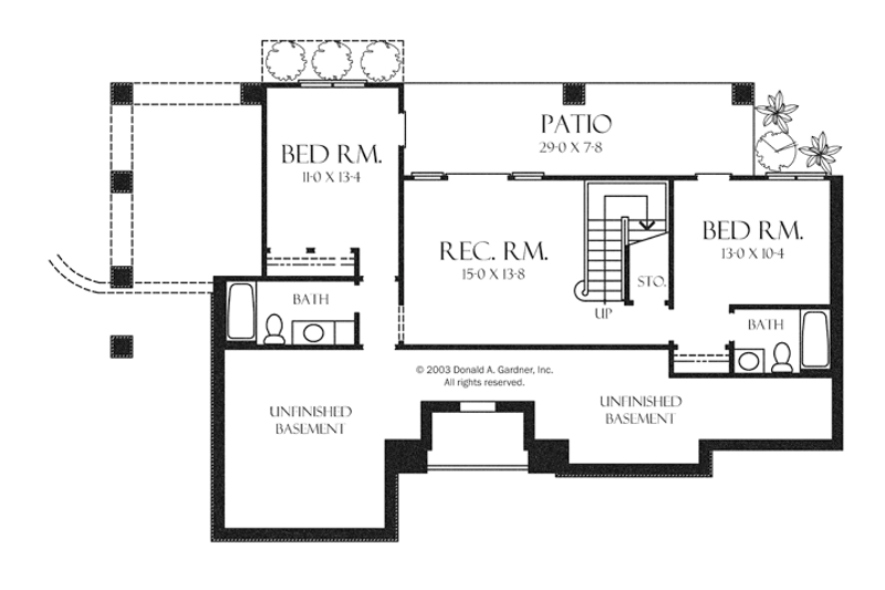 Architectural House Design - Floor Plan - Lower Floor for Craftsman House Plan #929-945 - 4 bed, 4 bath