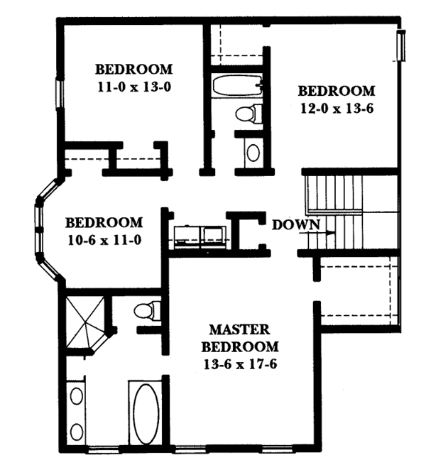 House Design - Classical Floor Plan - Upper Floor Plan #1047-11