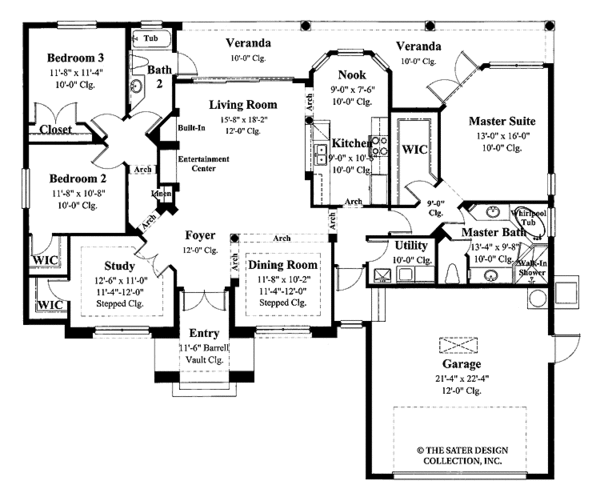 Architectural House Design - Mediterranean Floor Plan - Main Floor Plan #930-373