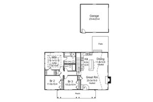 Floor Plan - Main Floor for Ranch House Plan #57-638 - 3 bed, 2 bath