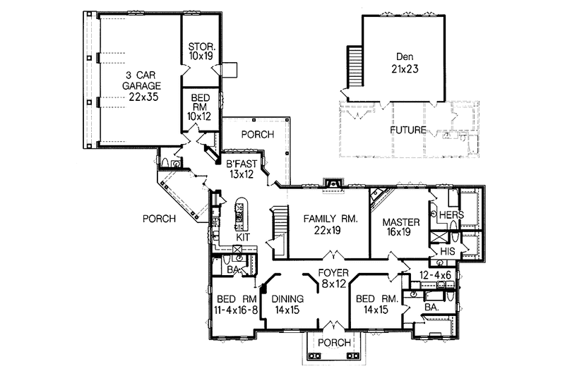 Home Plan - Floor Plan - Main Floor for Classical House Plan #15-372 - 4 bed, 4.5 bath