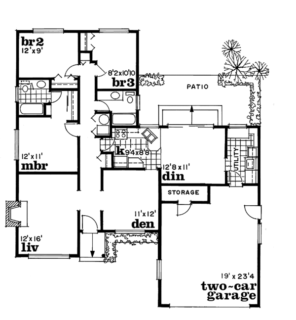 House Design - Ranch Floor Plan - Main Floor Plan #47-966