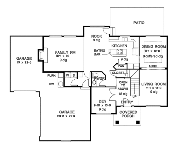 House Design - Traditional Floor Plan - Main Floor Plan #966-39