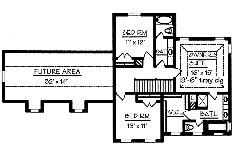Home Plan - Floor Plan - Upper Floor for Country House Plan #320-1487 - 3 bed, 2.5 bath