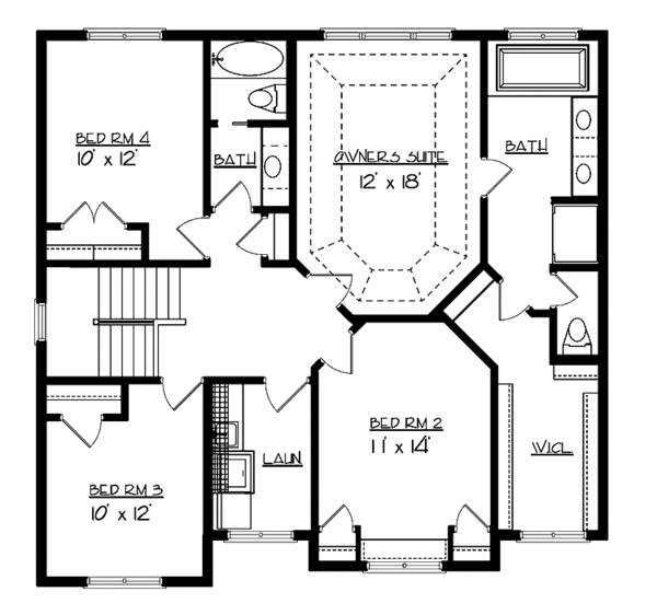 Dream House Plan - Craftsman Floor Plan - Upper Floor Plan #320-1001
