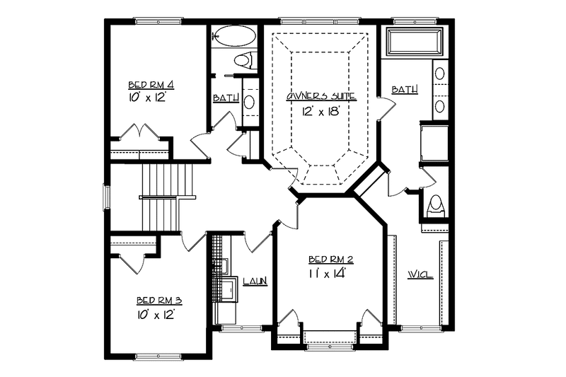 Dream House Plan - Floor Plan - Upper Floor for Craftsman House Plan #320-1001 - 4 bed, 2.5 bath
