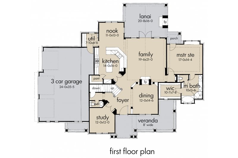 House Plan Design - Floor Plan - Main Floor for Craftsman House Plan #120-183 - 3 bed, 2.5 bath