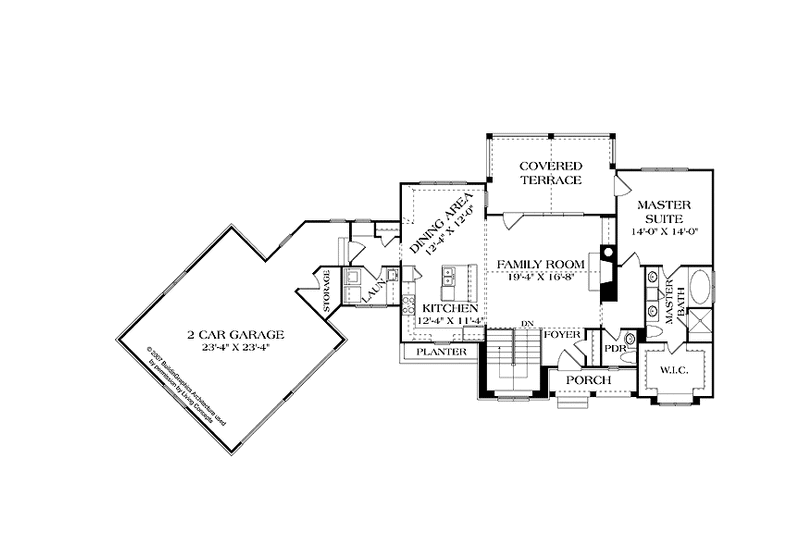 House Blueprint - Floor Plan - Main Floor for European House Plan #453-607 - 3 bed, 3.5 bath