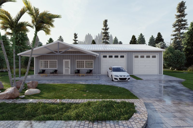 House Blueprint - Barndominium Exterior - Front Elevation Plan #1107-2