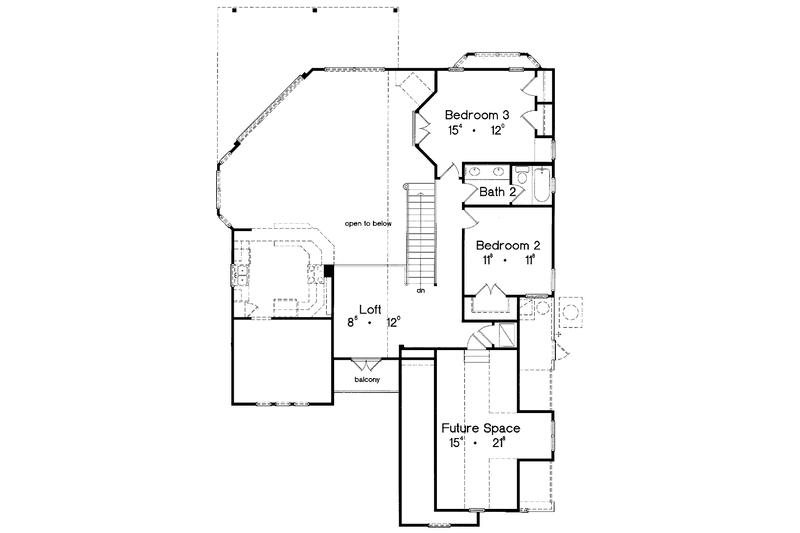 Home Plan - Floor Plan - Upper Floor for Country House Plan #417-784 - 3 bed, 2 bath
