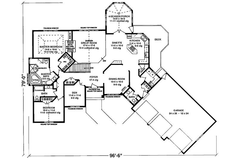 Home Plan - Floor Plan - Main Floor for Prairie House Plan #981-31 - 2 bed, 2.5 bath
