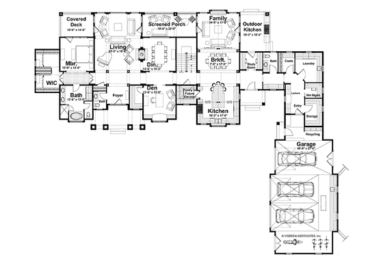 Floor Plan - Main Floor for Craftsman House Plan #928-173 - 6 bed, 4 bath