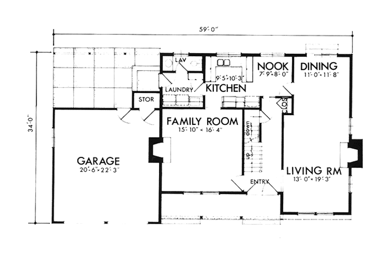 Home Plan - Floor Plan - Main Floor for Prairie House Plan #320-1404 - 3 bed, 2.5 bath