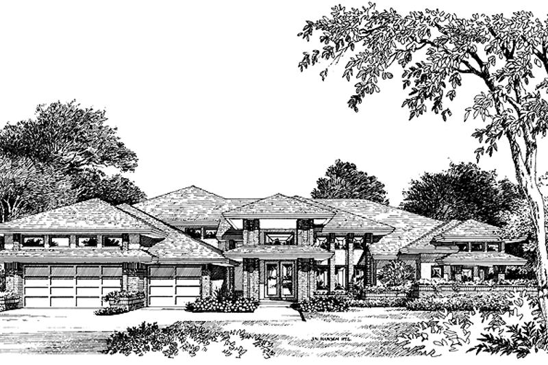 Architectural House Design - Prairie Exterior - Front Elevation Plan #417-526