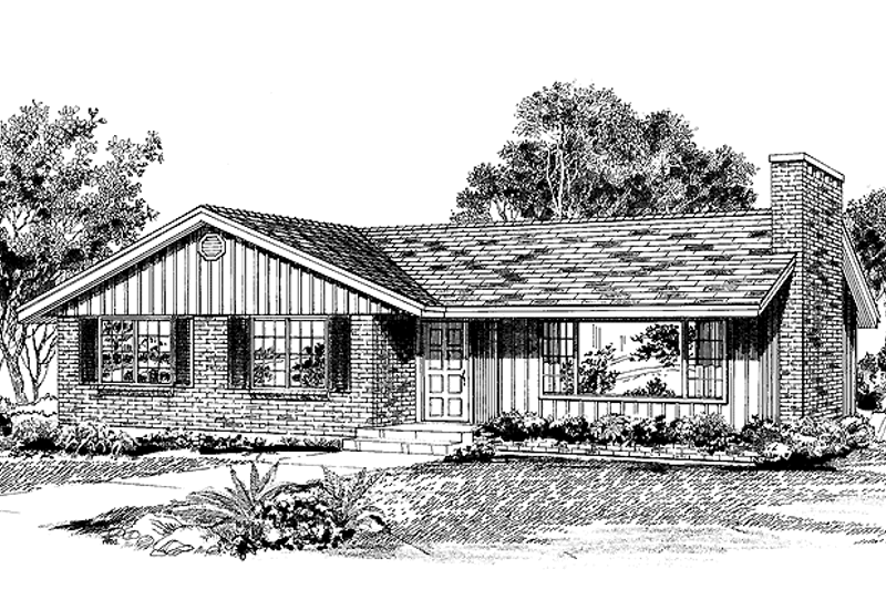 House Blueprint - Ranch Exterior - Front Elevation Plan #47-1016
