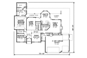 Floor Plan - Main Floor for Traditional House Plan #65-488 - 4 bed, 3 bath