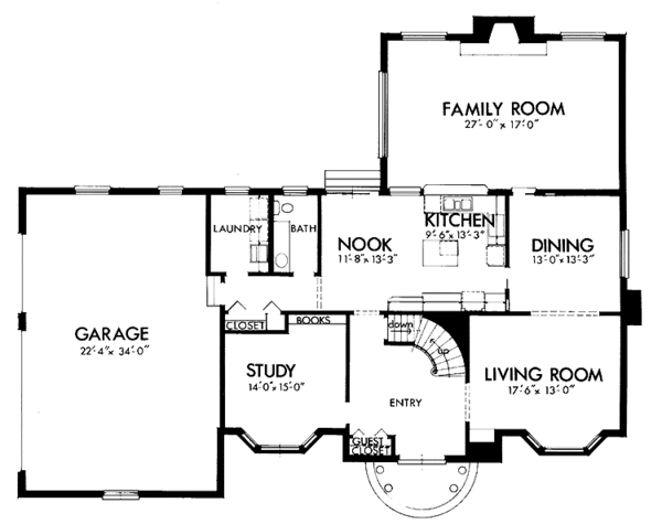 Architectural House Design - Colonial Floor Plan - Main Floor Plan #320-775