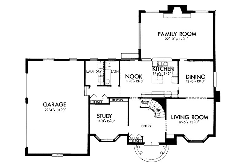 Home Plan - Floor Plan - Main Floor for Colonial House Plan #320-775 - 4 bed, 2.5 bath