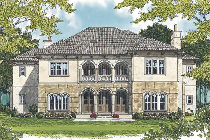 Home Plan - Exterior - Rear Elevation 1 for Mediterranean House Plan #453-604 - 5 bed, 5.5 bath