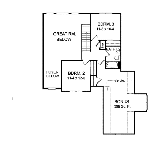 House Design - Country Floor Plan - Upper Floor Plan #1010-7