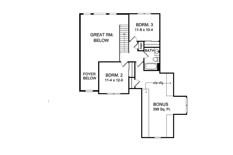 Dream House Plan - Floor Plan - Upper Floor for Country House Plan #1010-7 - 3 bed, 2.5 bath