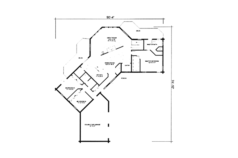 House Design - Floor Plan - Main Floor for Log House Plan #964-13 - 3 bed, 2 bath