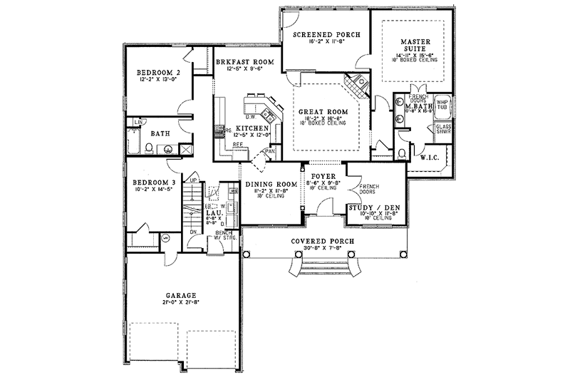 Architectural House Design - Floor Plan - Main Floor for Classical House Plan #17-2969 - 3 bed, 2 bath