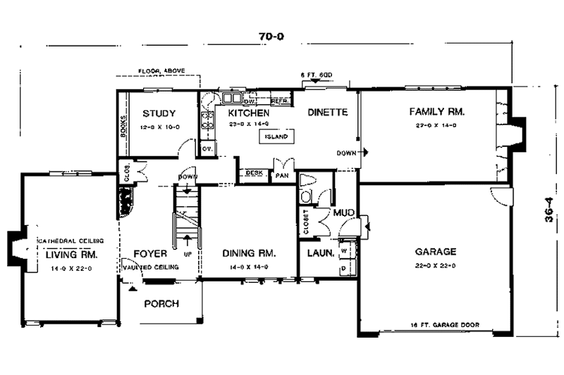 Home Plan - Floor Plan - Main Floor for Contemporary House Plan #1001-146 - 4 bed, 2.5 bath