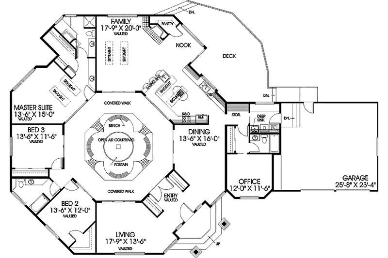 Home Plan - Floor Plan - Main Floor for Contemporary House Plan #60-805 - 4 bed, 3 bath