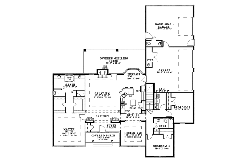 Ranch Style House Plan - 3 Beds 2.5 Baths 2096 Sq/Ft Plan #17-2781 ...