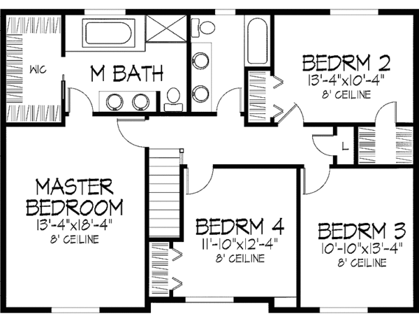 House Design - Colonial Floor Plan - Upper Floor Plan #51-756