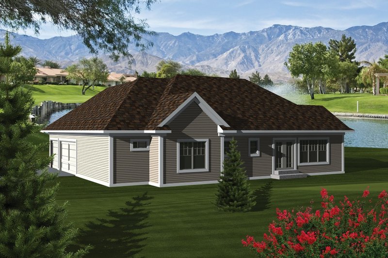 Home Plan - Exterior - Rear Elevation for Ranch House Plan #70-1079 - 2 bed, 1.5 bath