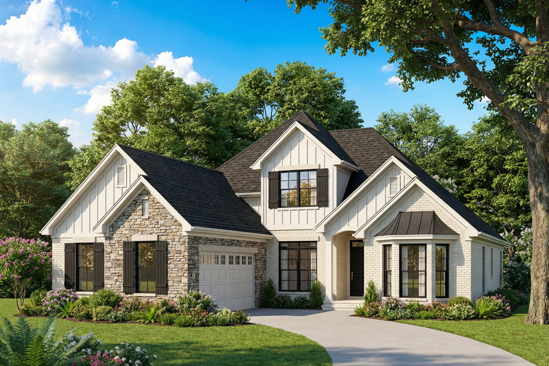 Dream House Plan - Exterior - Front Elevation 3 for European House Plan #17-2046 - 4 bed, 2.5 bath