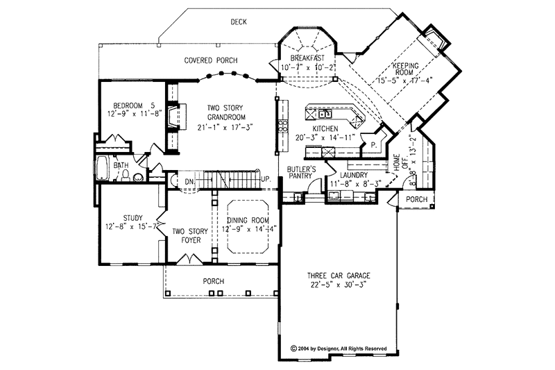 Home Plan - Floor Plan - Main Floor for Colonial House Plan #54-224 - 5 bed, 4 bath