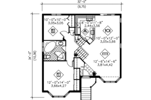 Floor Plan - Main Floor for Traditional House Plan #25-313 - 2 bed, 1 bath