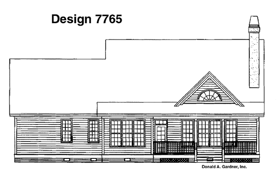 Exterior - Rear Elevation for Country House Plan #929-423 - 3 bed, 2.5 bath